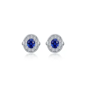 0.52 CTW Sapphire Halo Stud Earrings