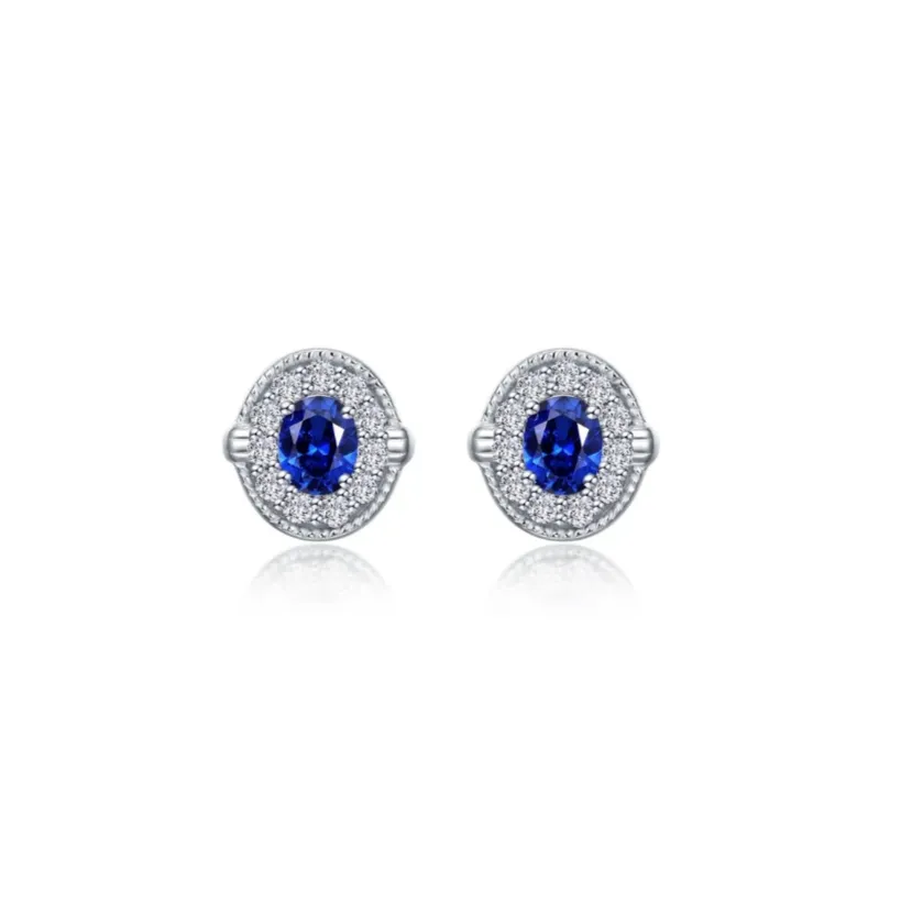 0.52 CTW Sapphire Halo Stud Earrings