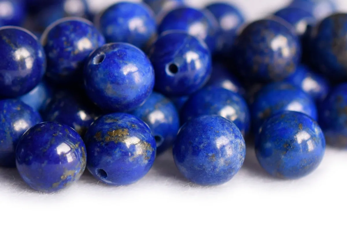 10pcs 10mm natural genuine Lapis lazuli stone round beads half hole drilled