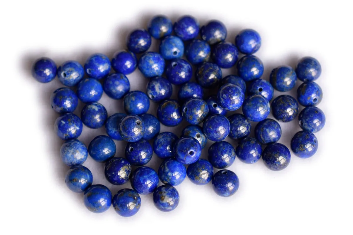 10pcs 10mm natural genuine Lapis lazuli stone round beads half hole drilled