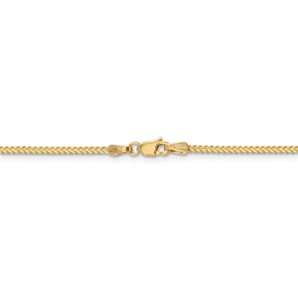 1.3mm, 14k Yellow Gold, Solid Franco Chain Bracelet