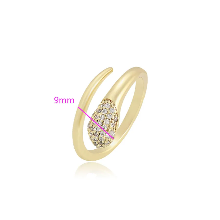14 K Gold Plated adjustable snake ring with white zirconium