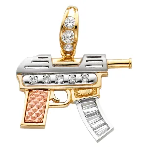 14K CZ GUN PENDANT