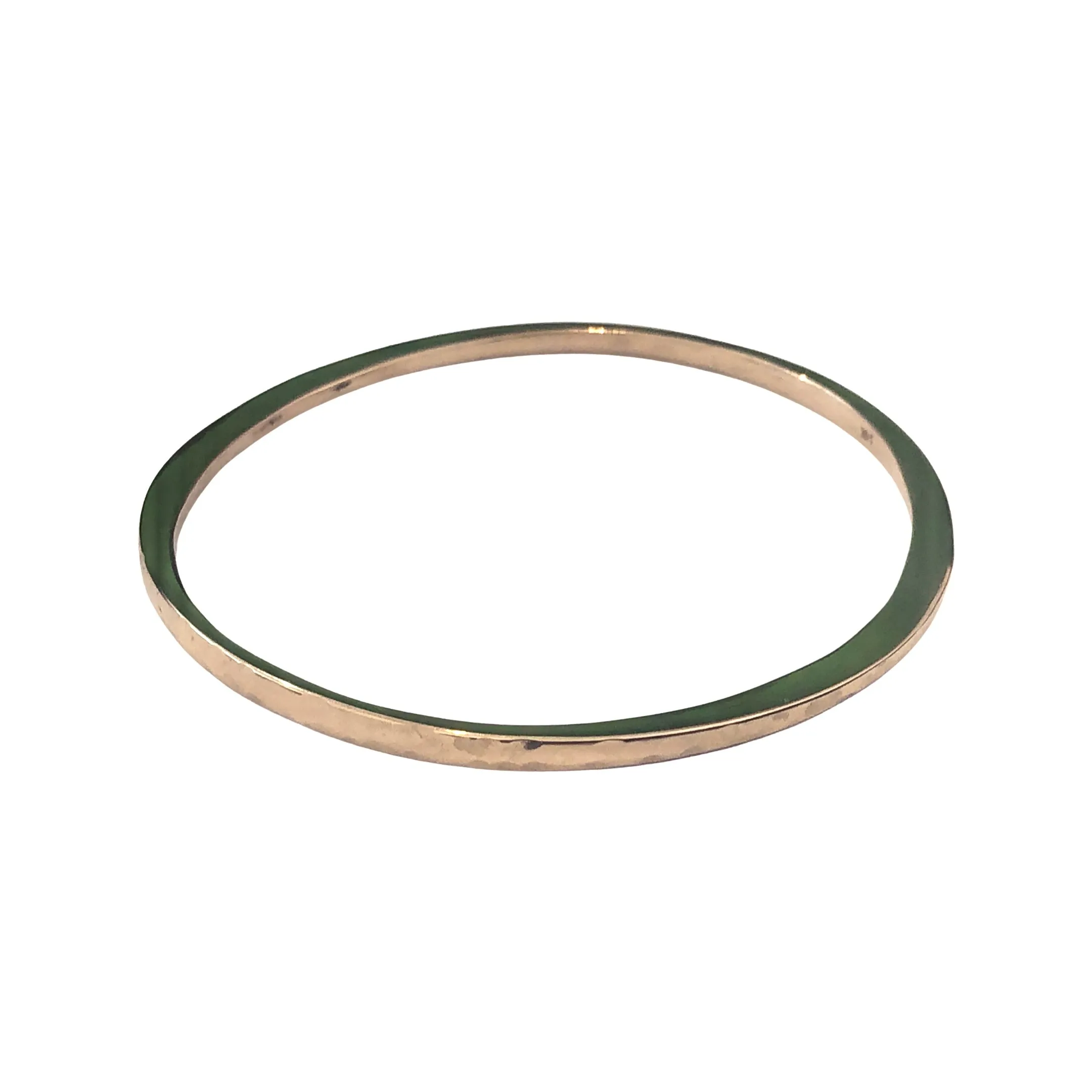 14k Gold Alternating Flat and Round Hammered-Edge Bangle Bracelet
