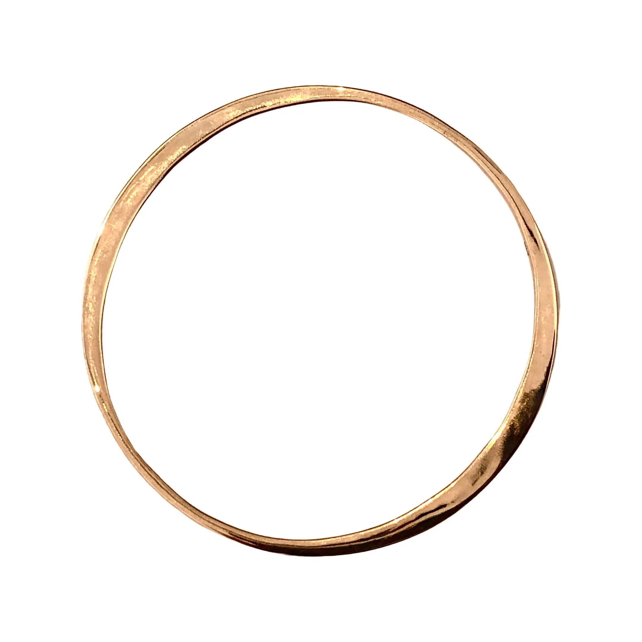 14k Gold Alternating Flat and Round Hammered-Edge Bangle Bracelet
