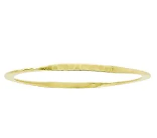 14k Gold Alternating Flat and Round Hammered-Edge Bangle Bracelet