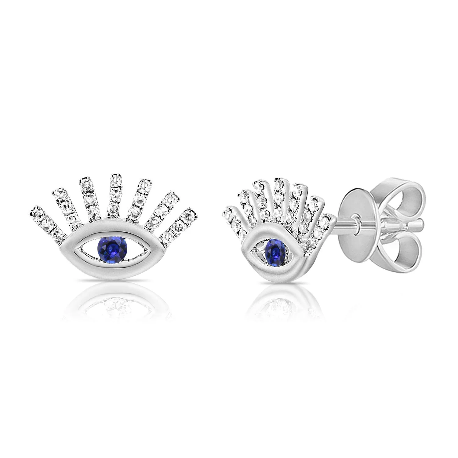 14k Gold & Diamond Evil Eye Earrings - 0.09ct