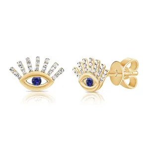 14k Gold & Diamond Evil Eye Earrings - 0.09ct