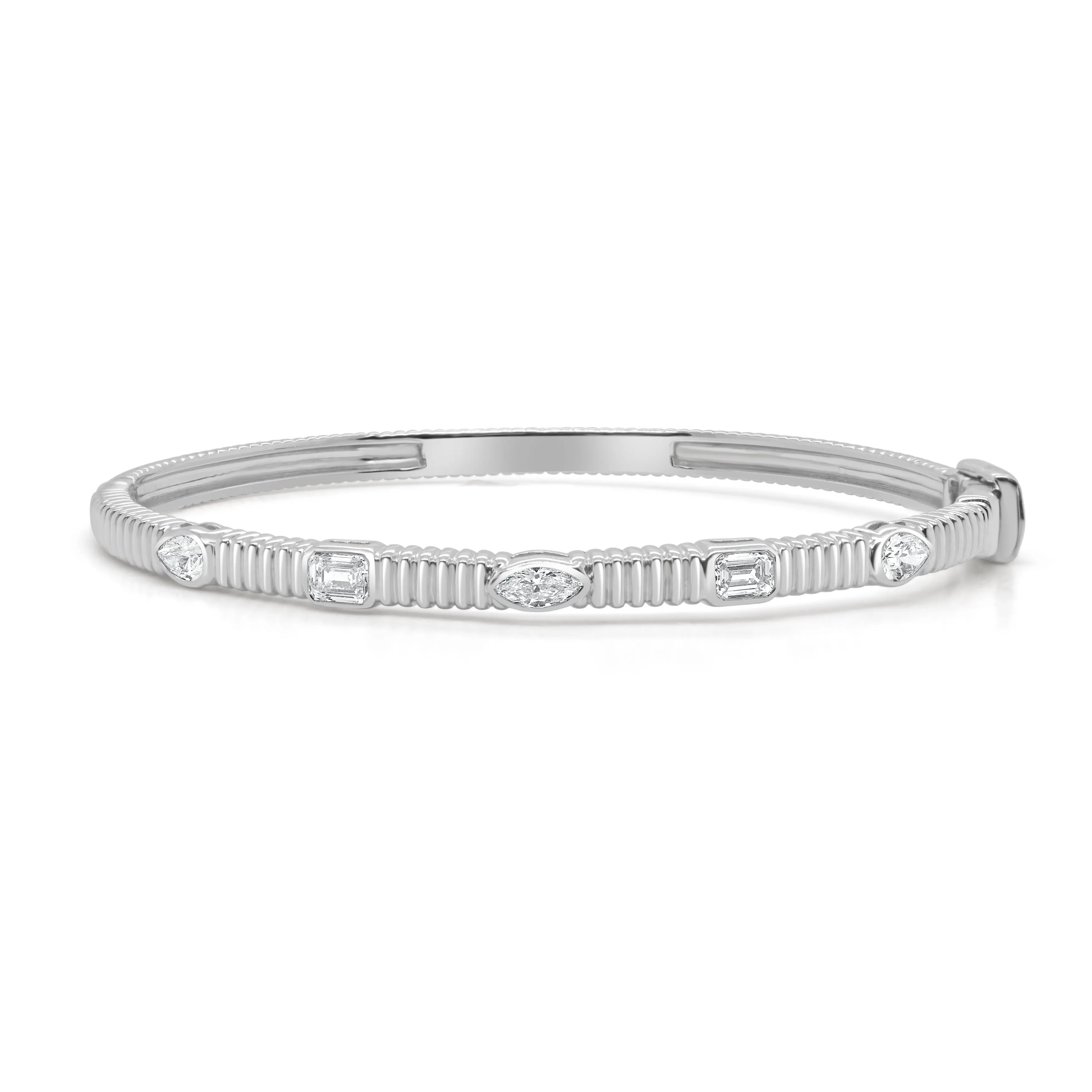14K Multi-Shape Diamond Bangle - 0.87ct