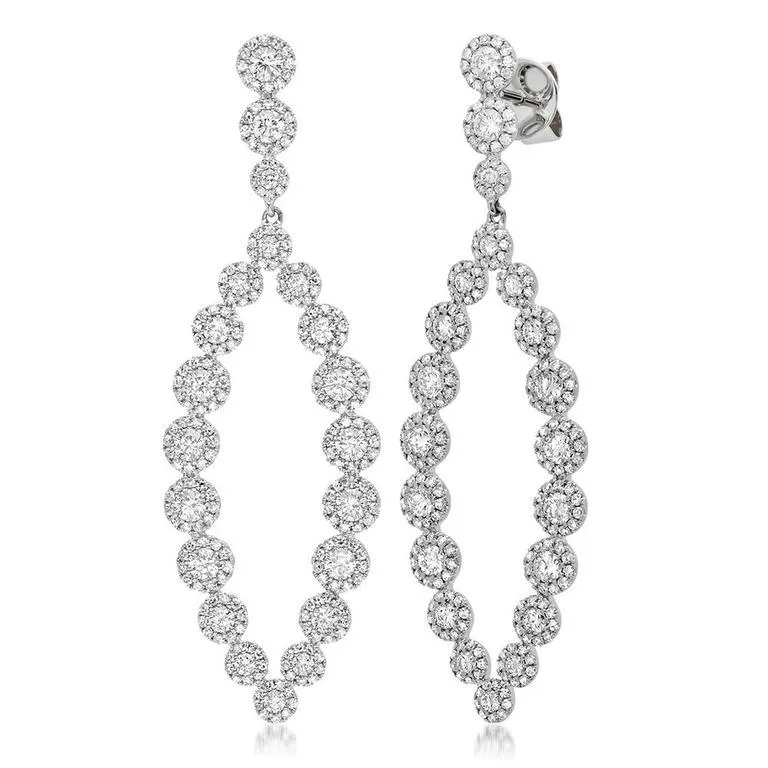 14K Yellow Gold Diamond Halo Marquise Shaped Dangle Earrings