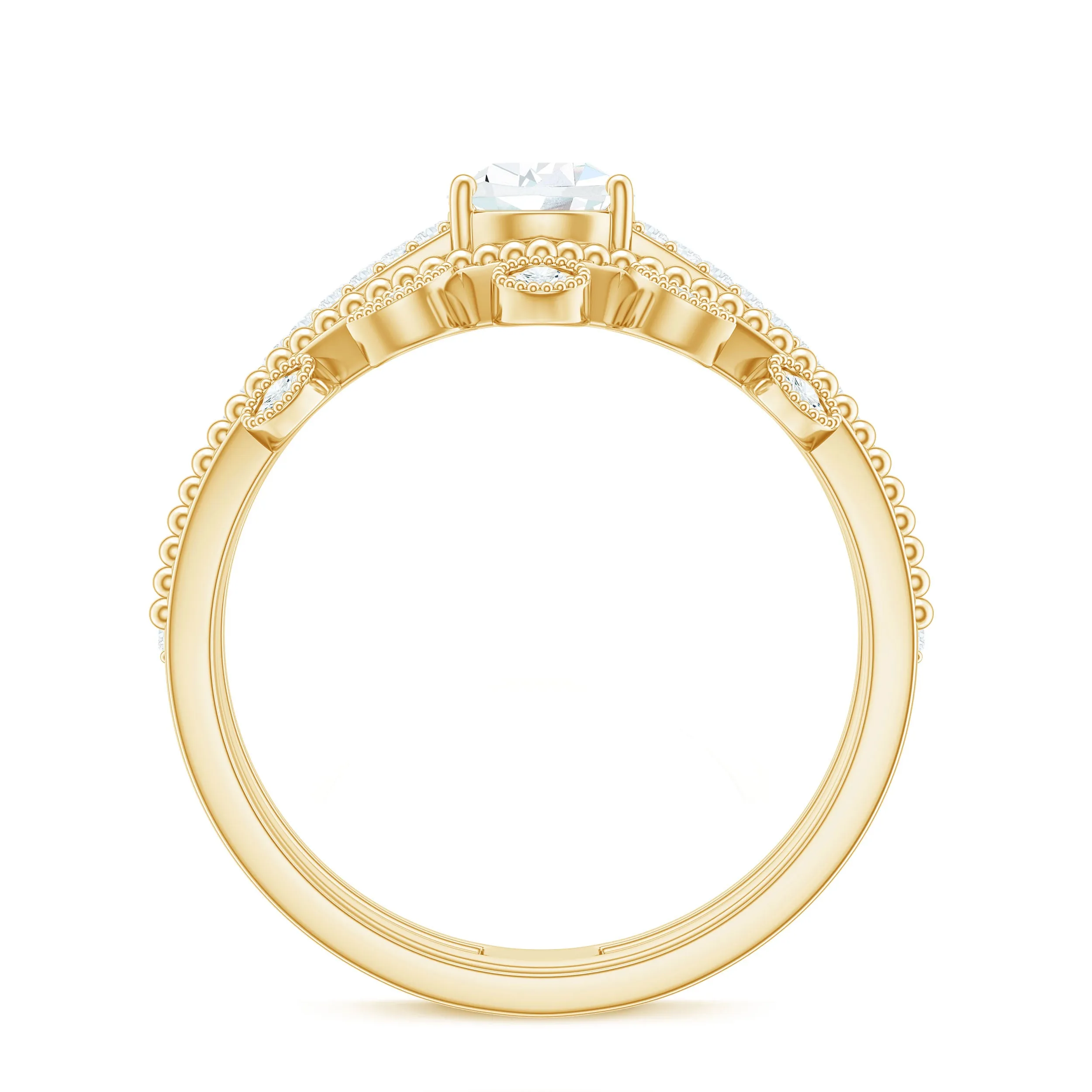 1.50 CT Pear Cut Solitaire Zircon Wedding Ring Set in Gold
