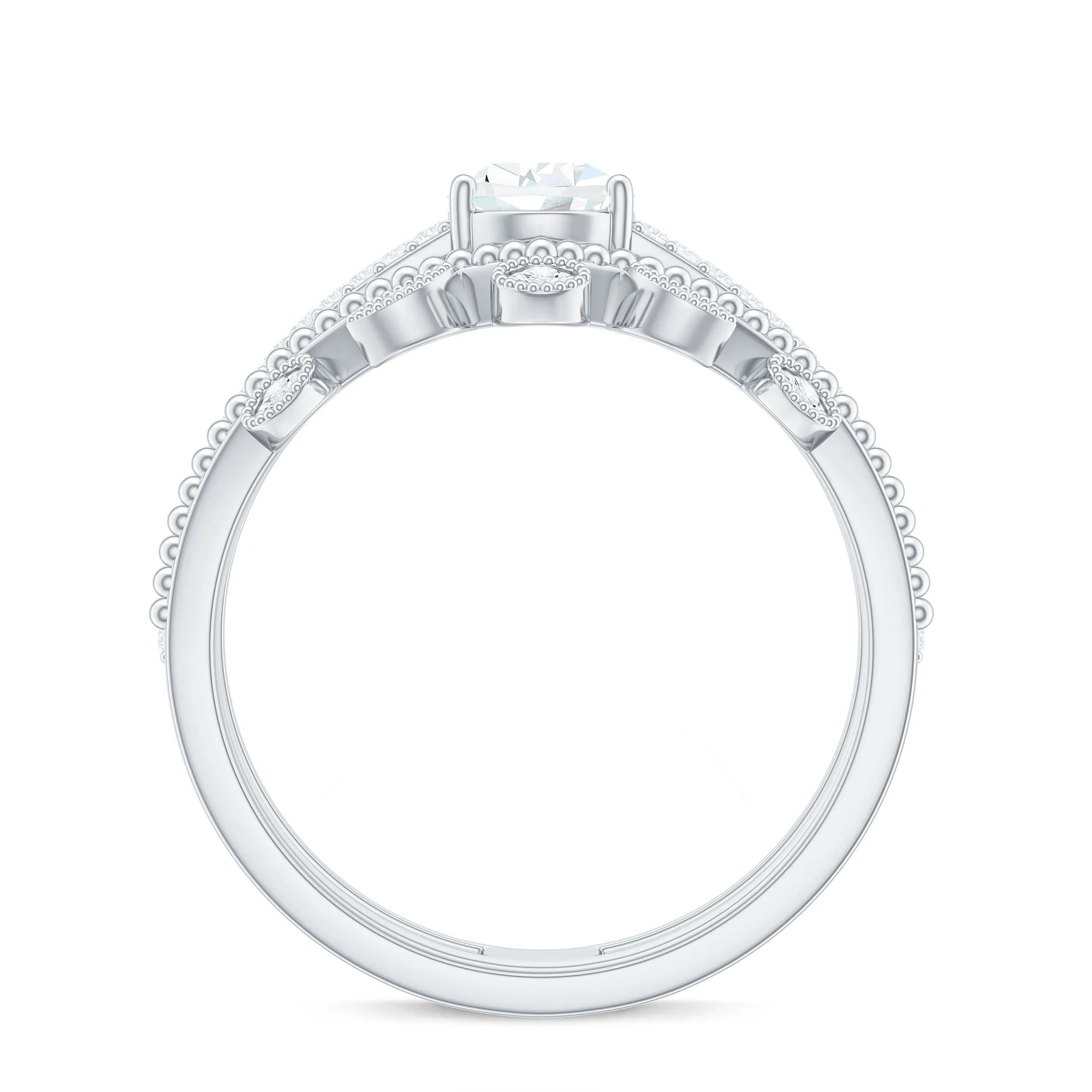 1.50 CT Pear Cut Solitaire Zircon Wedding Ring Set in Gold