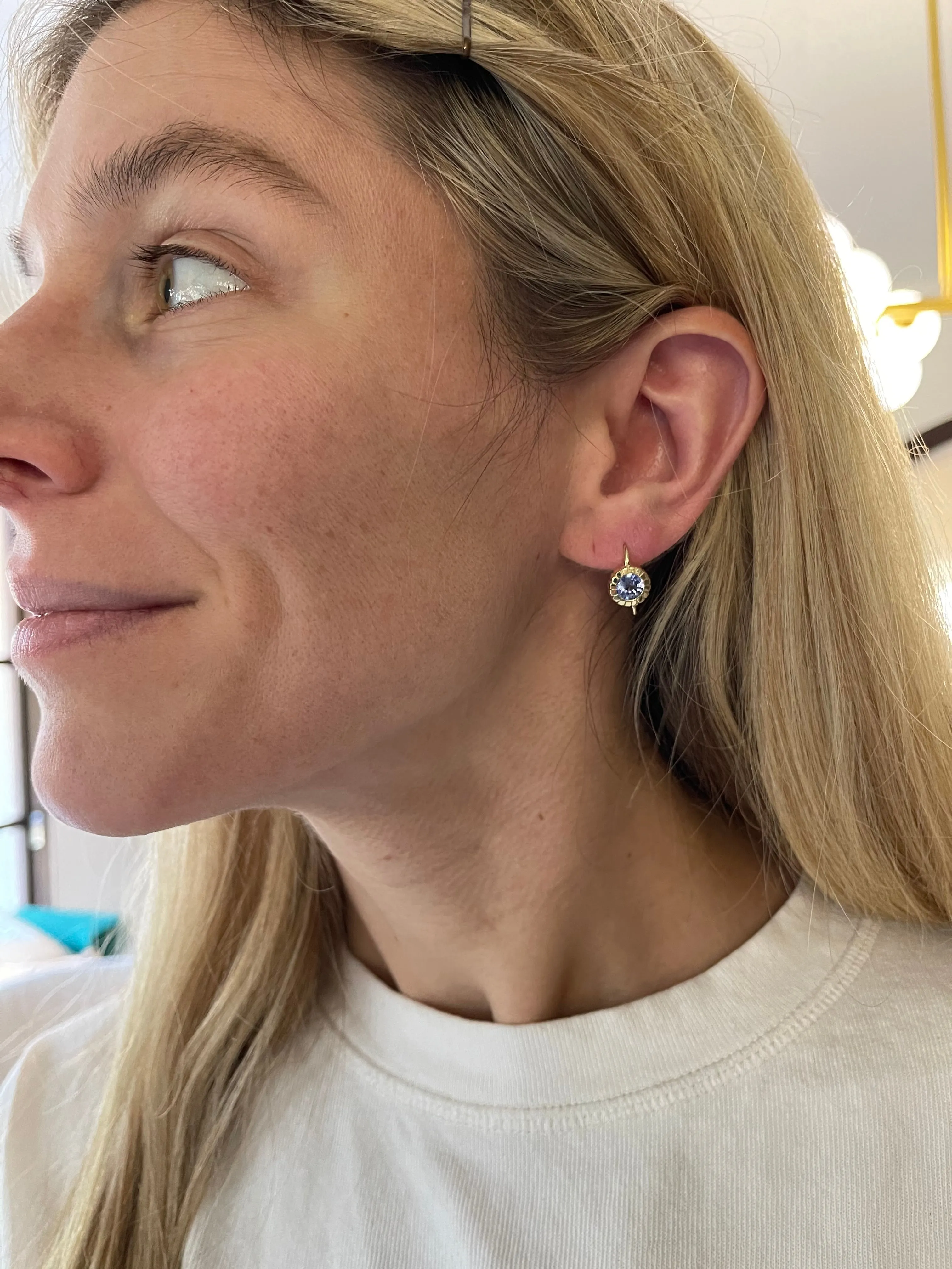 1.72ct Sky Blue Sapphire Heirloom Bezel Earrings