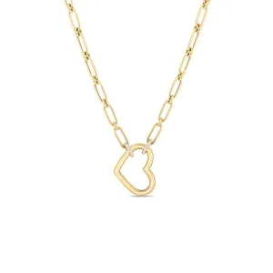 18K YELLOW GOLD OPEN HEART NECKLACE WITH DIAMOND