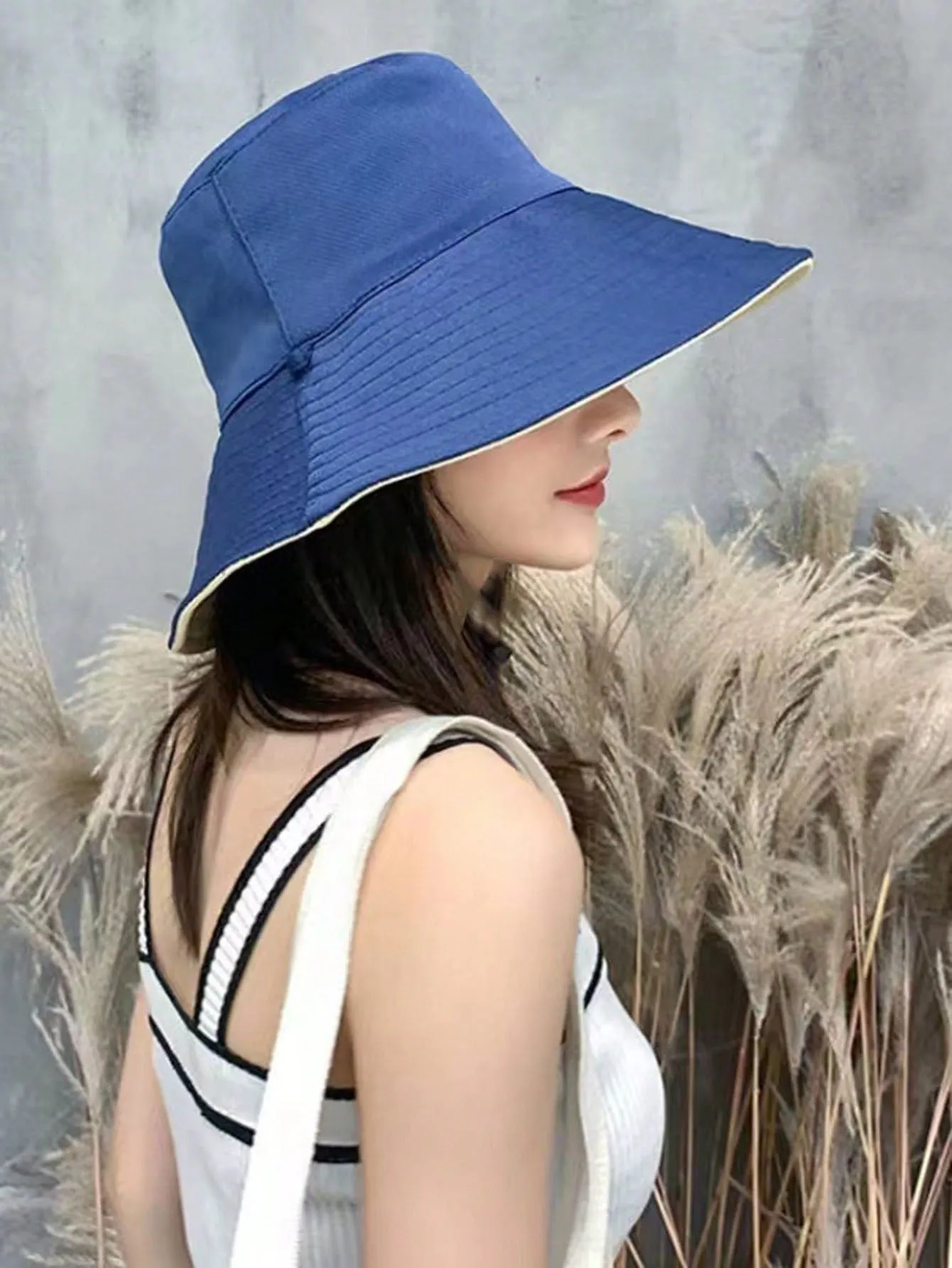 1pc Ladies Double-Sided Fisherman Hat With Wide Brim For Sun Protection, UV-Protection And Beach, Versatile Style