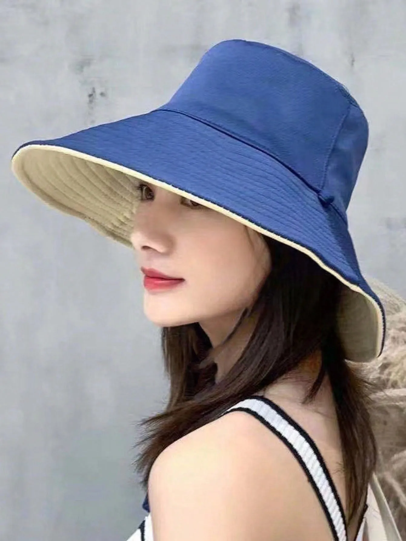 1pc Ladies Double-Sided Fisherman Hat With Wide Brim For Sun Protection, UV-Protection And Beach, Versatile Style