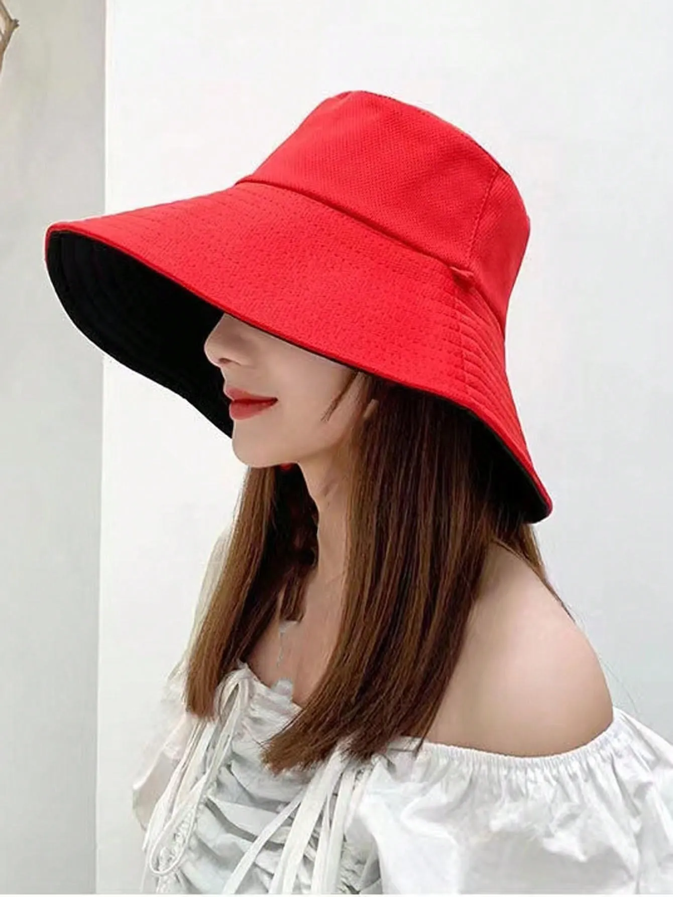 1pc Ladies Double-Sided Fisherman Hat With Wide Brim For Sun Protection, UV-Protection And Beach, Versatile Style