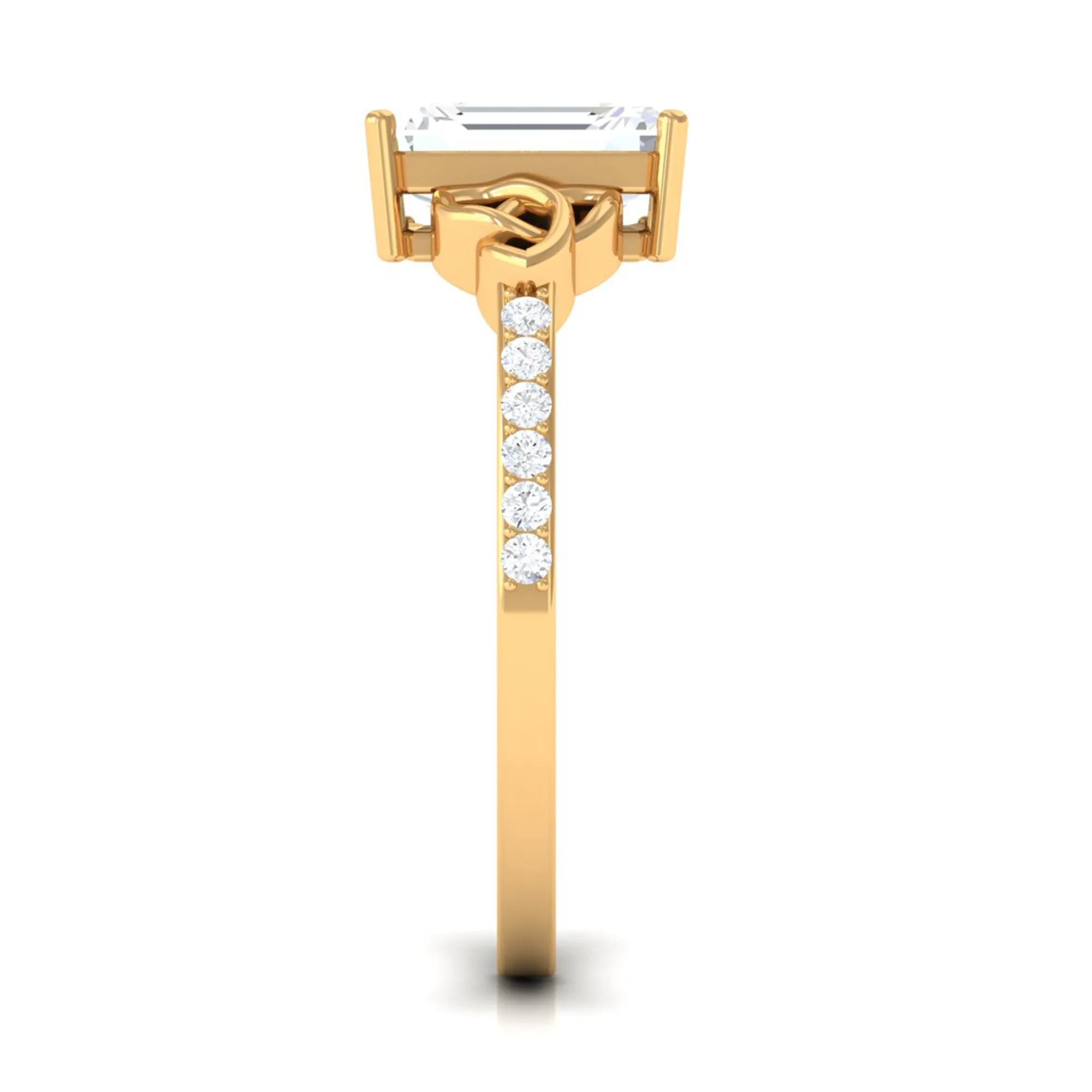 2.75 CT Emerald Cut Zircon Solitaire Celtic Engagement Ring in Gold