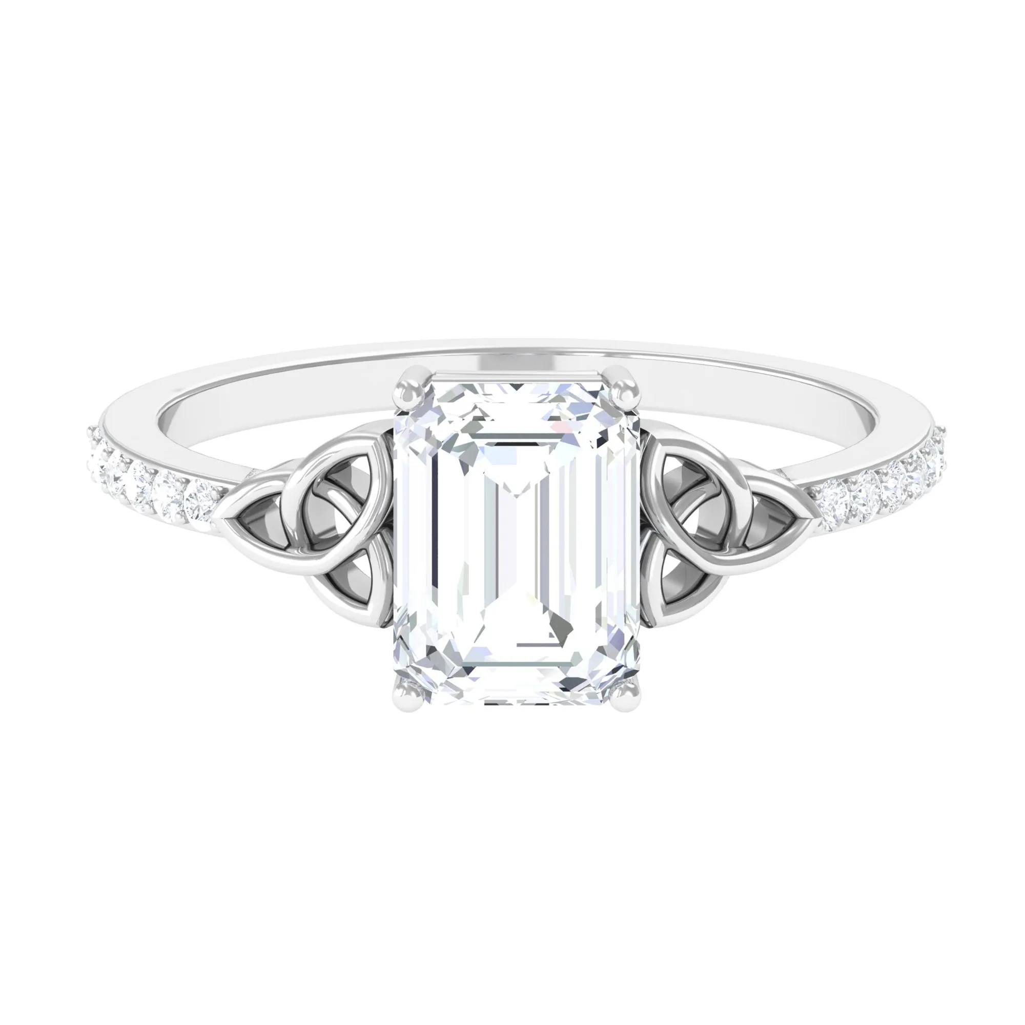 2.75 CT Emerald Cut Zircon Solitaire Celtic Engagement Ring in Gold