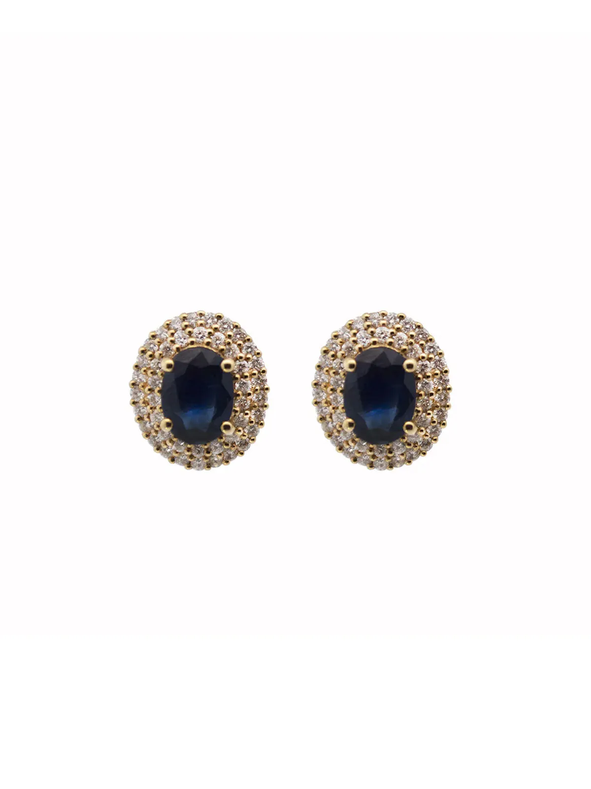 3.14ct Diamond Sapphire 18K Gold Halo Stud Earrings