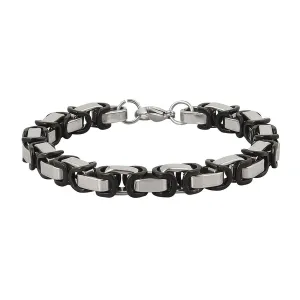 3D Byzantine Black Silver Surgical Stainless Steel Bracelet For Men