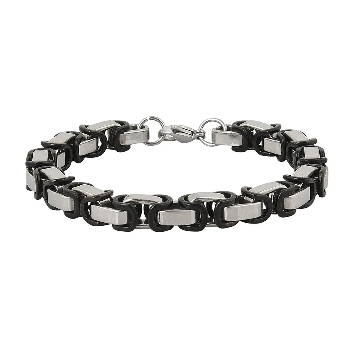 3D Byzantine Black Silver Surgical Stainless Steel Bracelet For Men