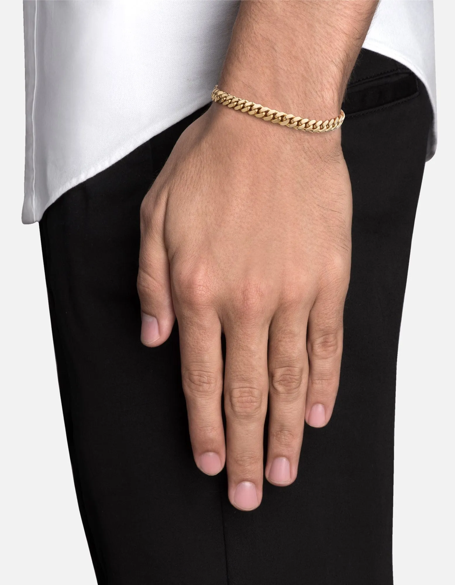 6.5mm Cuban Chain Bracelet, Gold Vermeil