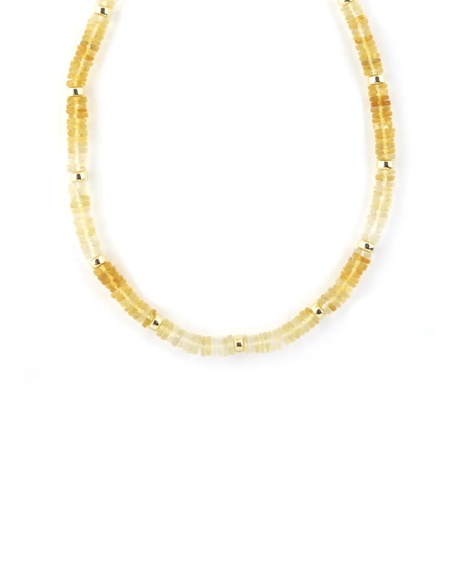 7mm Heishi Ombre Citrine Rondelle Necklace