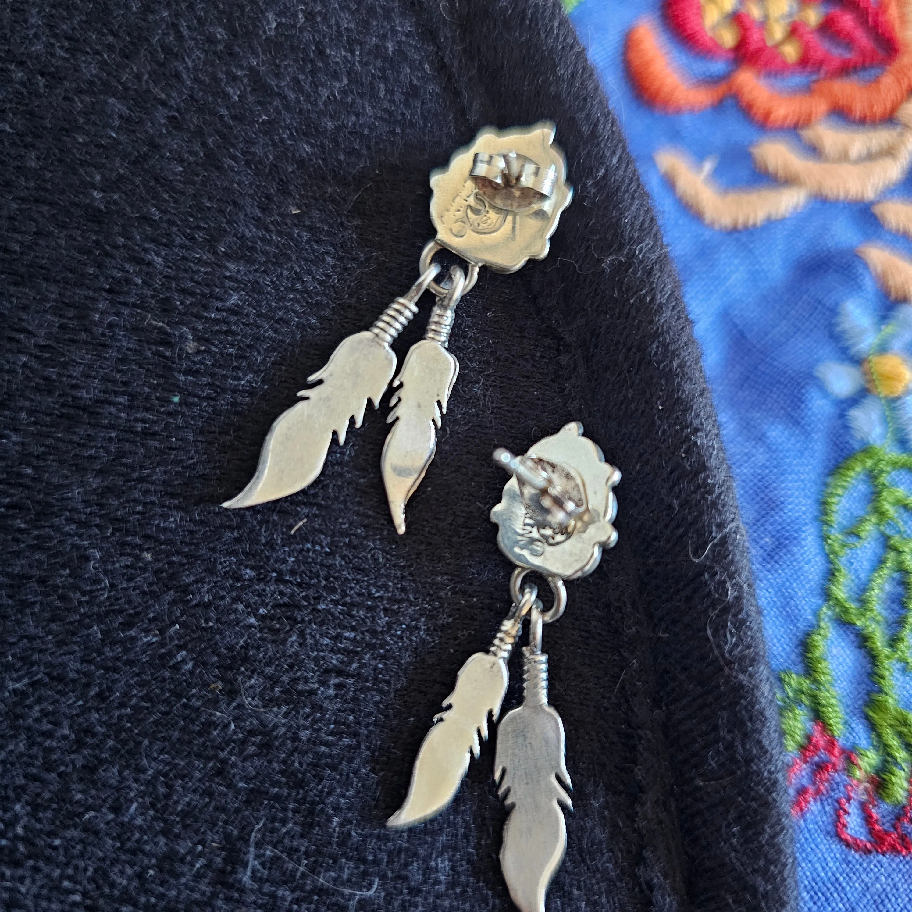 925 Sterling Silver Stud Earrings with Solid Turquoise.