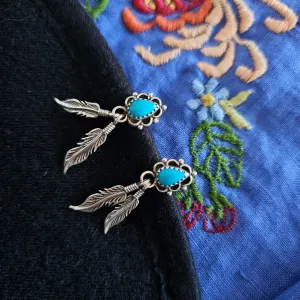 925 Sterling Silver Stud Earrings with Solid Turquoise.