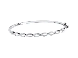 9ct White Gold Women's Diamond Bangle Bracelet, Entwined Style, 0.33ct, 4.5mm, Beautiful Gift Box Included