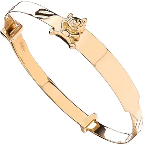 9ct Yellow Gold Expandable Baby ID Bangle with Teddy