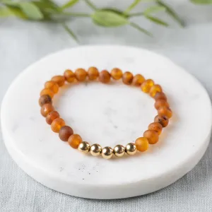 Adults | 14k Gold   Raw Cognac Amber Bracelet