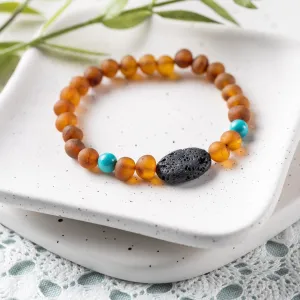 Adults | Turquoise   Raw Cognac Aromatherapy Pendant Bracelet
