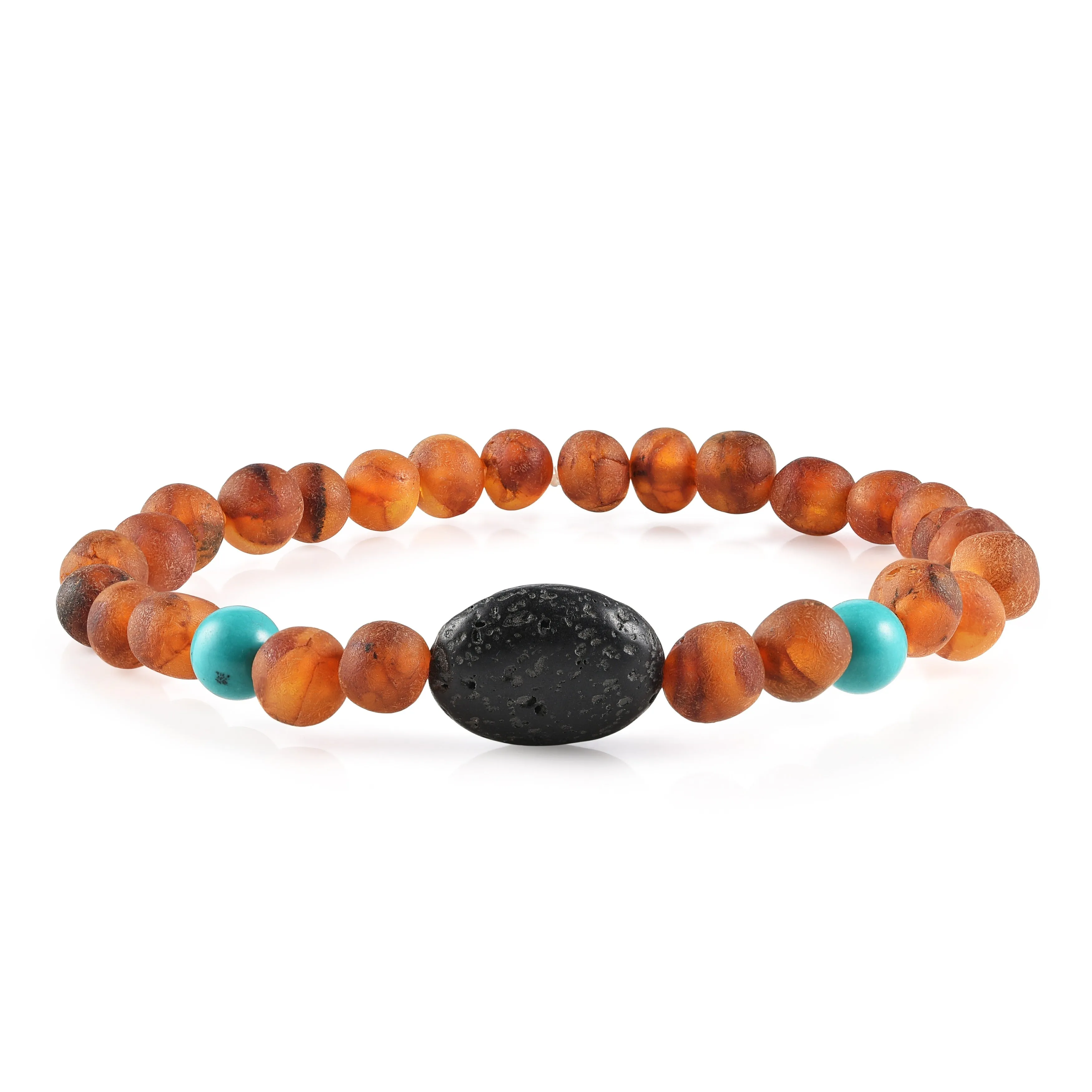 Adults | Turquoise   Raw Cognac Aromatherapy Pendant Bracelet