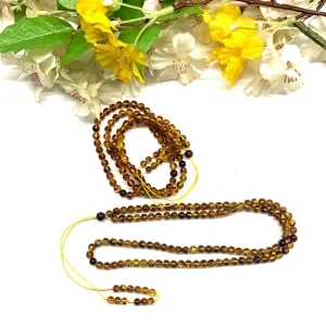 Amber 6mm Round Bead Necklace / Mala (Good Health & Cheer)