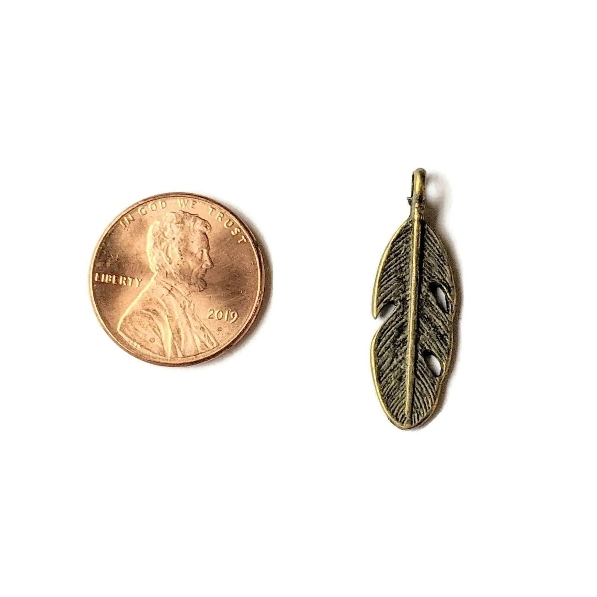 Antique Bronze Feather Charm