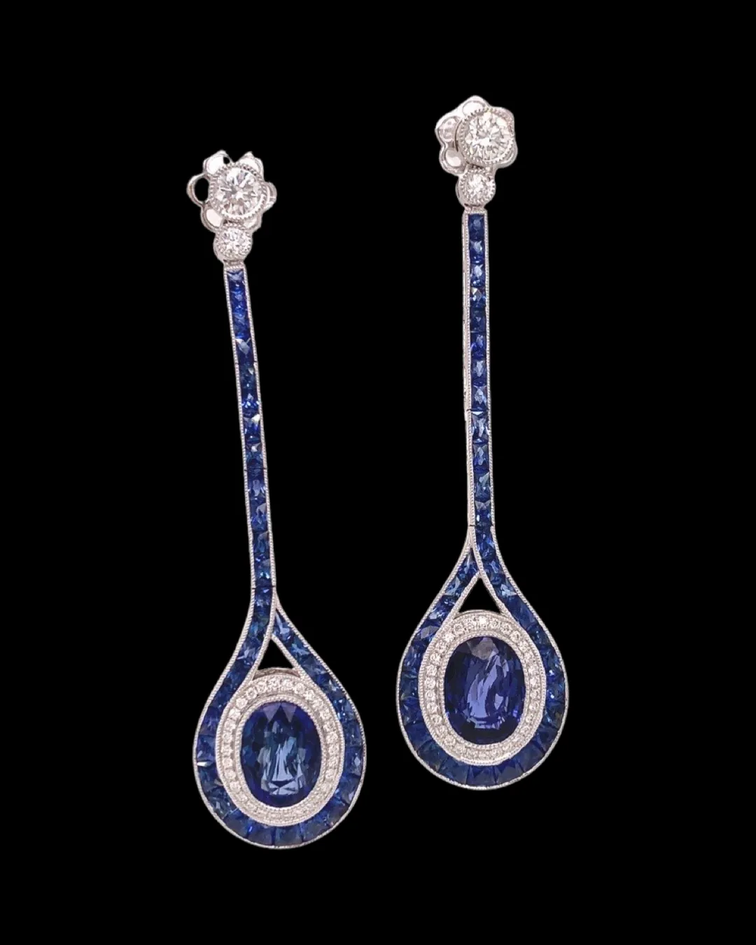 Aristocrat 7.15 cttw Sapphire Diamond Dangle Earring 10980