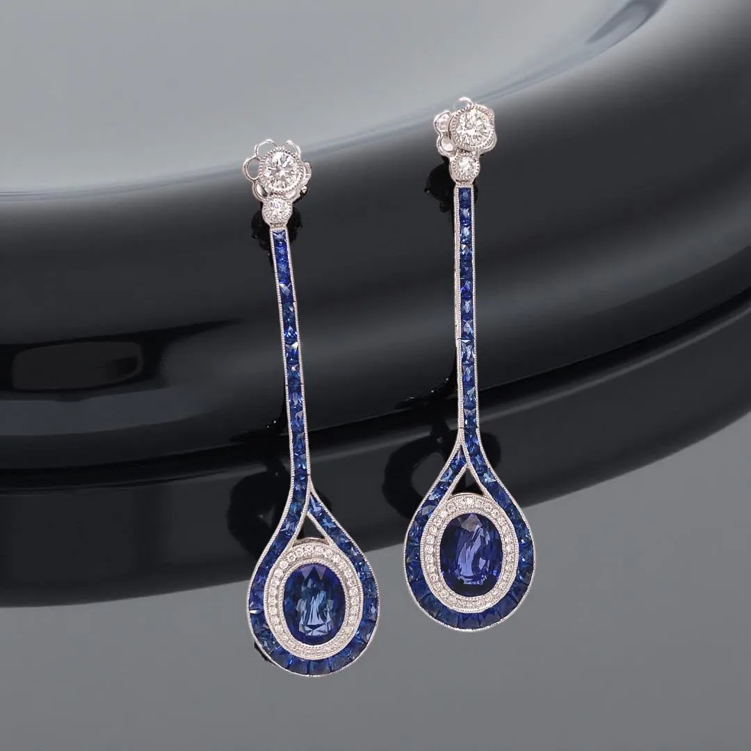 Aristocrat 7.15 cttw Sapphire Diamond Dangle Earring 10980