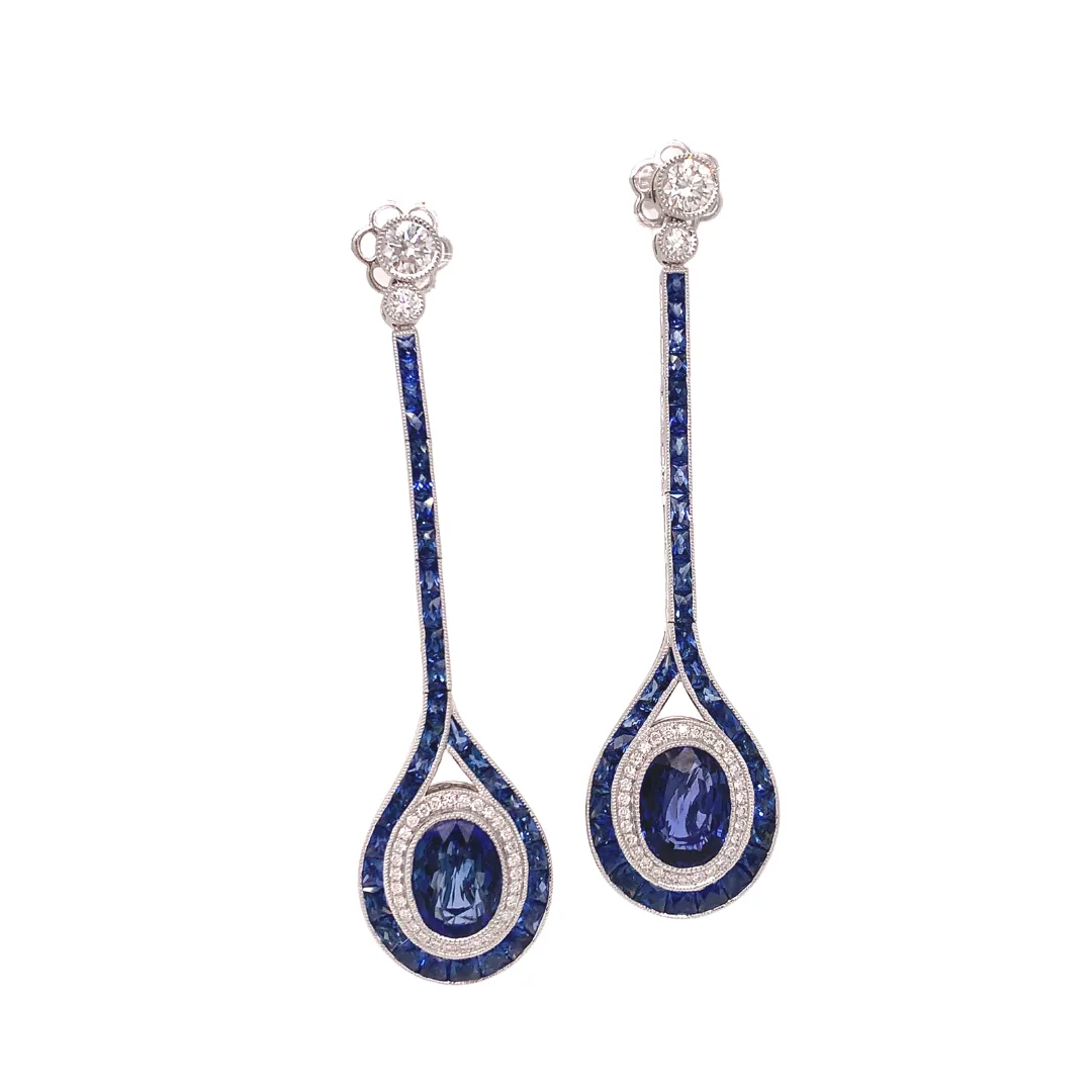 Aristocrat 7.15 cttw Sapphire Diamond Dangle Earring 10980