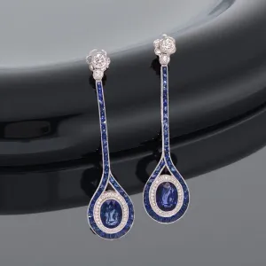 Aristocrat 7.15 cttw Sapphire Diamond Dangle Earring 10980