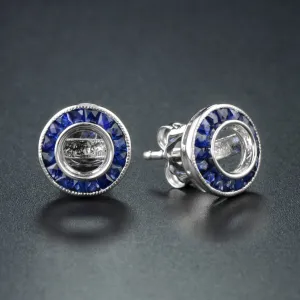 Art Deco Reproduction Aristocrat 1.05 cttw Sapphire Semi Mount Earrings 11022
