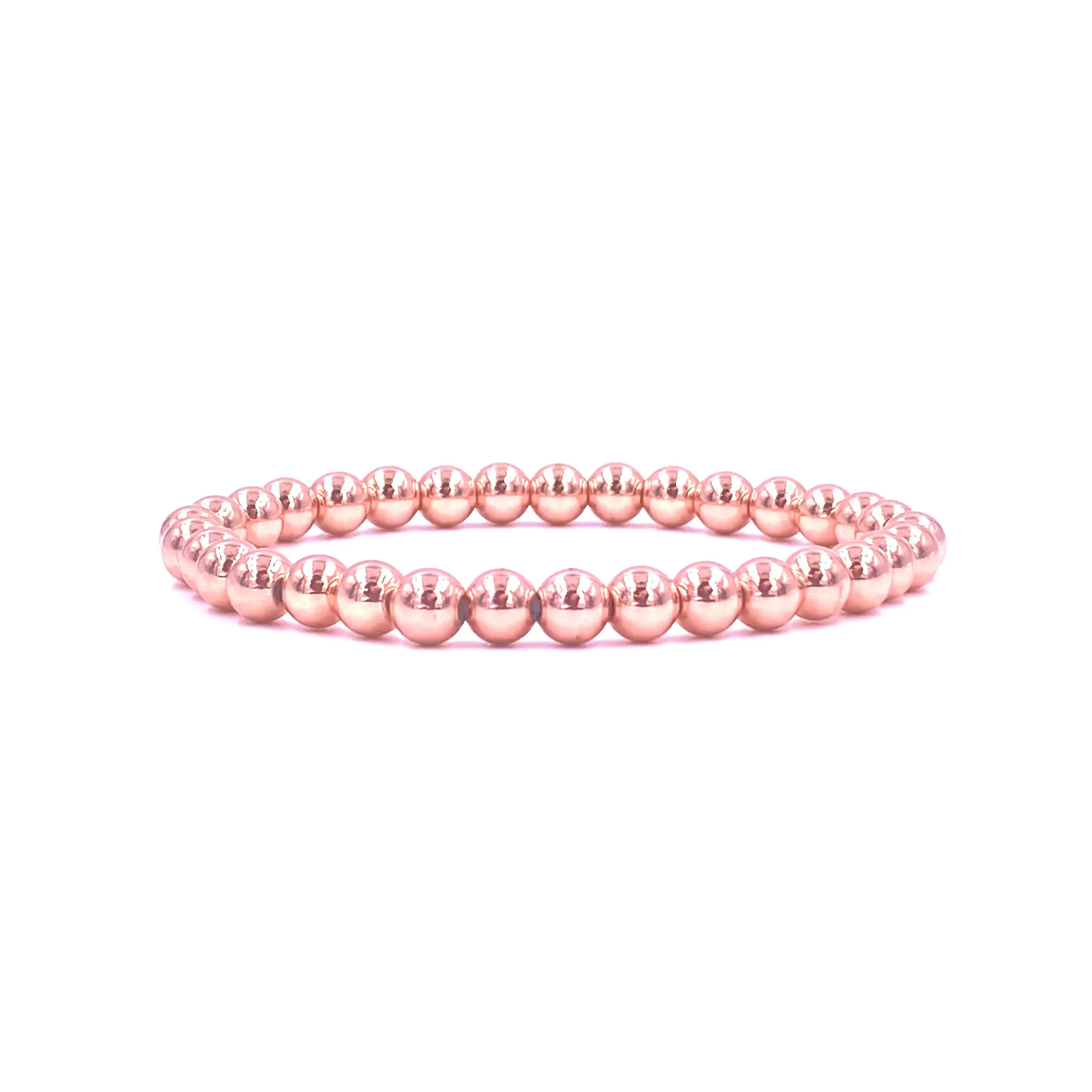 Ashley Gold Stainless Steel Rose Gold Stretch Beaded Bracelet