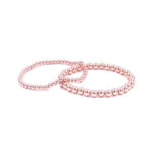 Ashley Gold Stainless Steel Rose Gold Stretch Beaded Bracelet