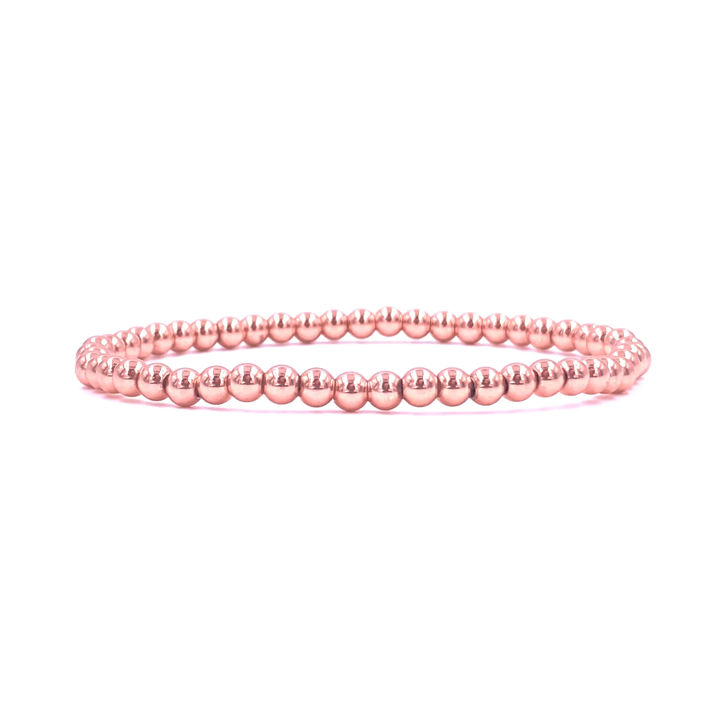 Ashley Gold Stainless Steel Rose Gold Stretch Beaded Bracelet