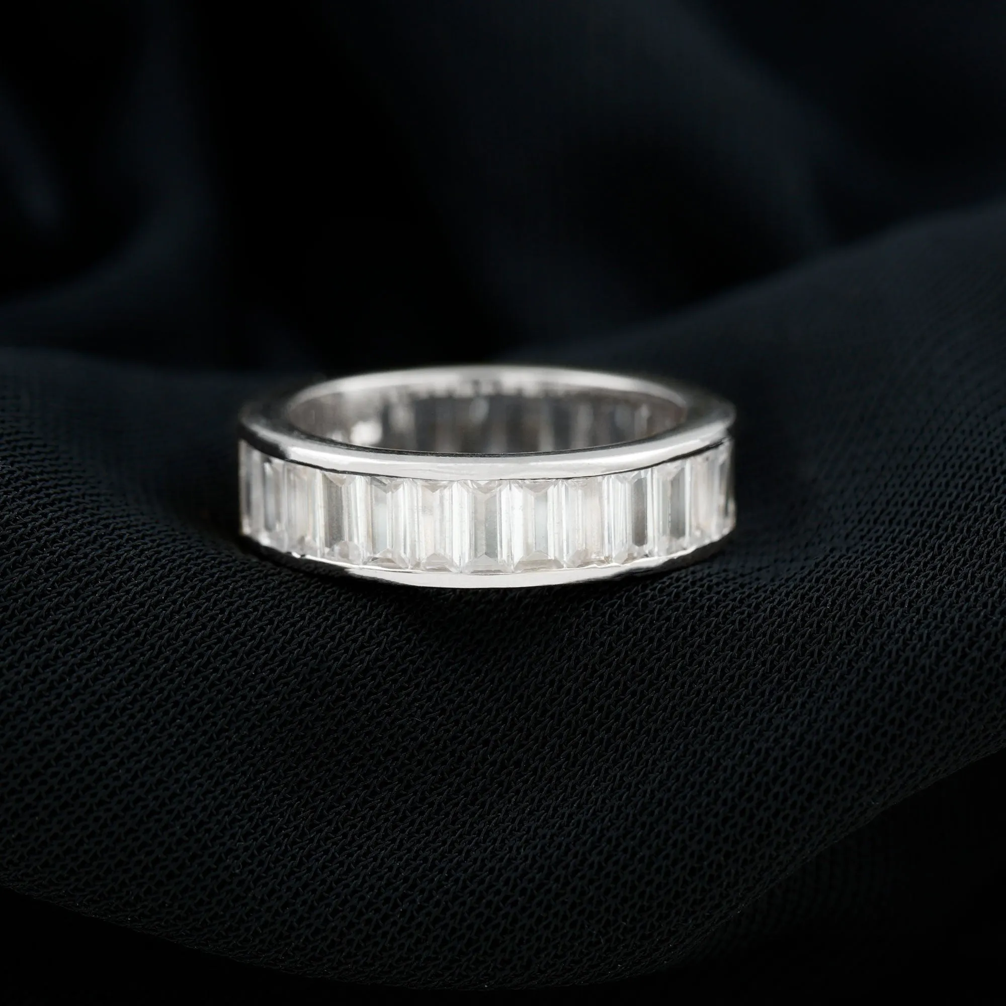 Baguette Cut Zircon Eternity Anniversary Band Ring