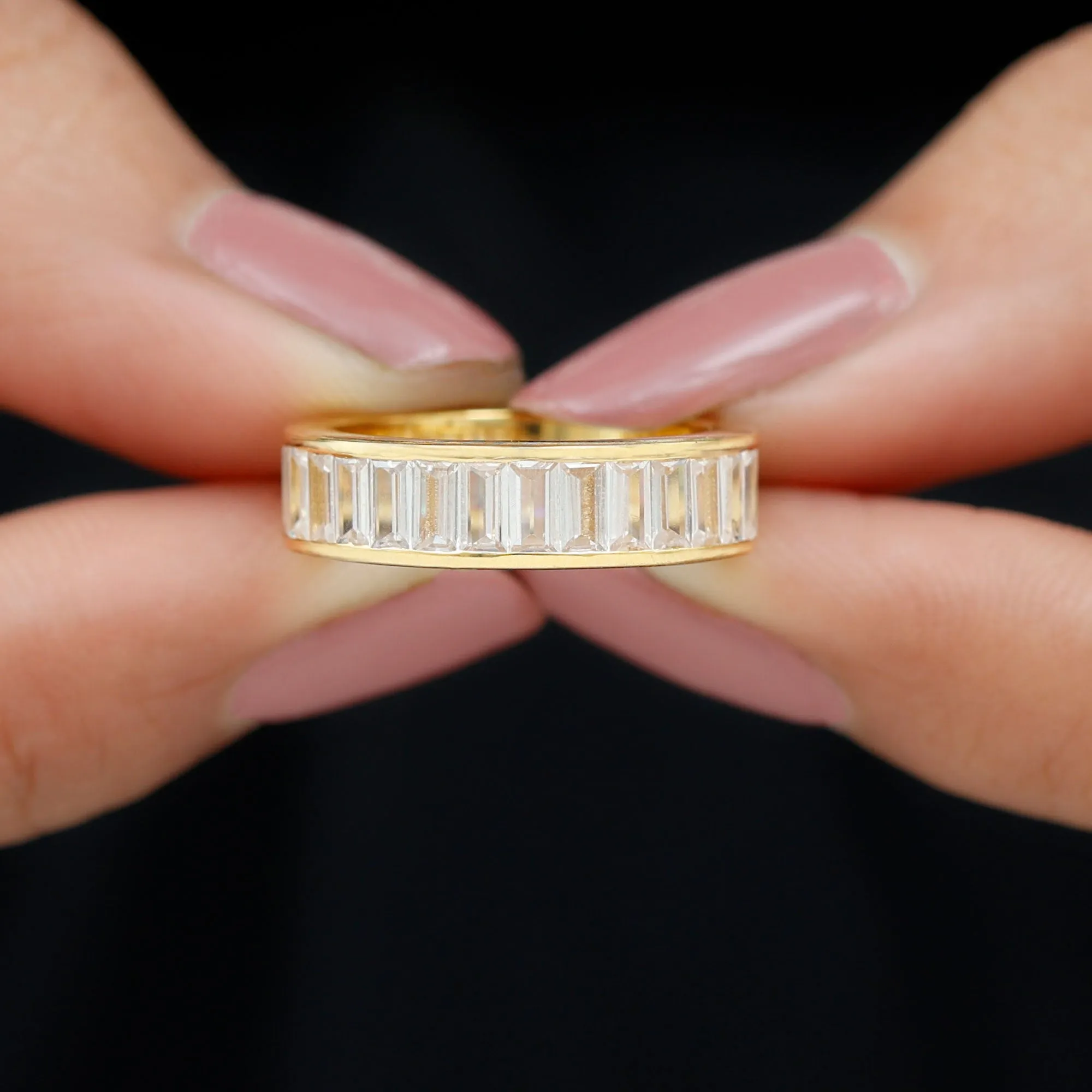 Baguette Cut Zircon Eternity Anniversary Band Ring