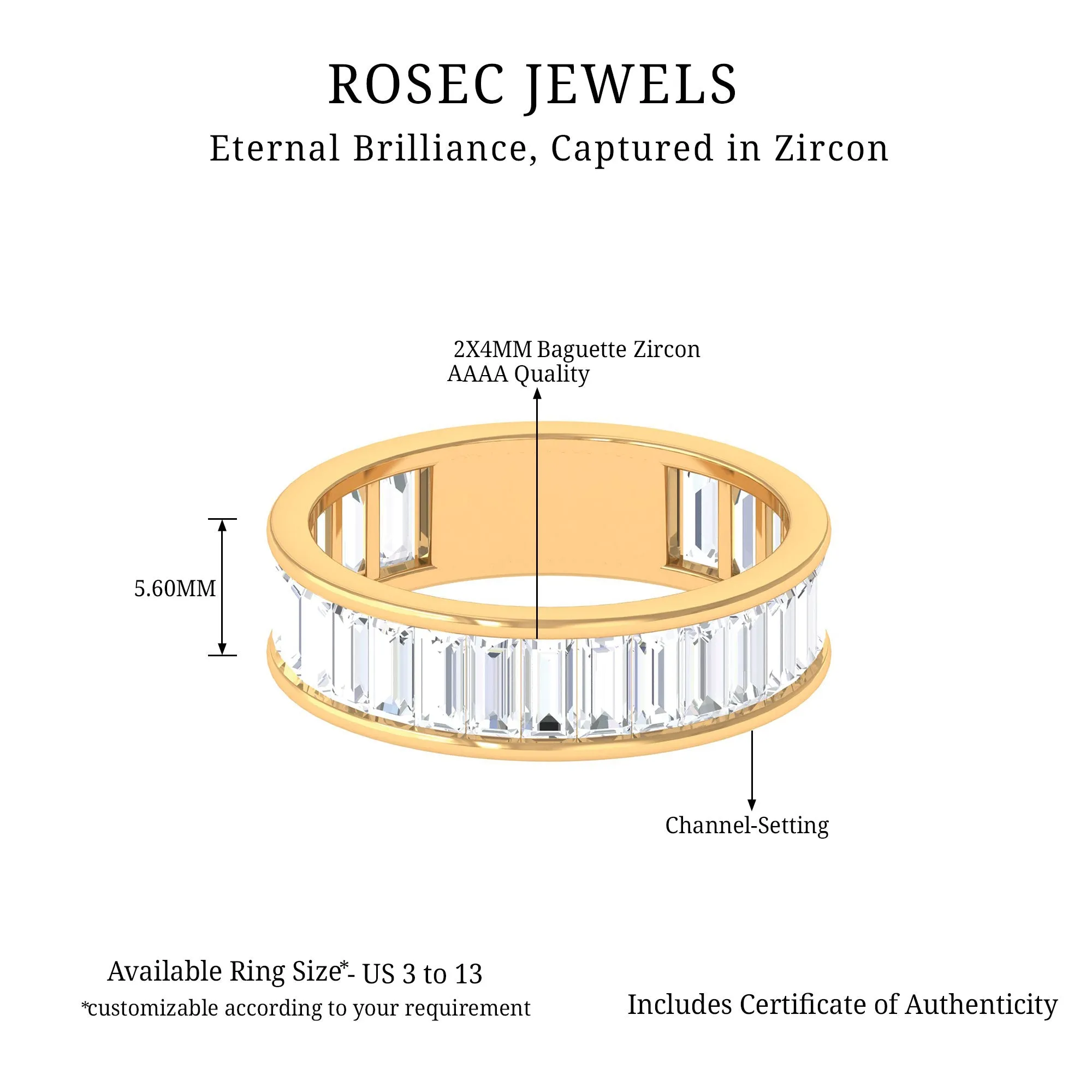 Baguette Cut Zircon Eternity Anniversary Band Ring