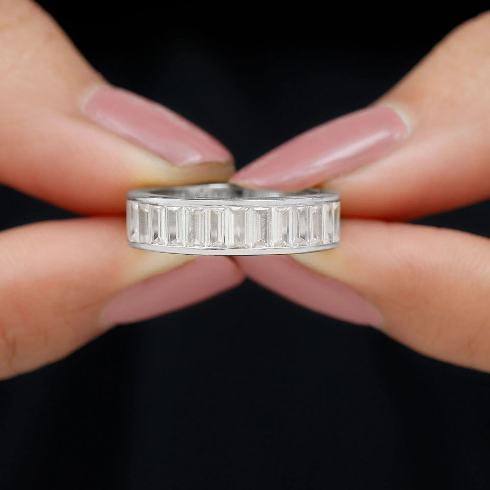 Baguette Cut Zircon Eternity Anniversary Band Ring