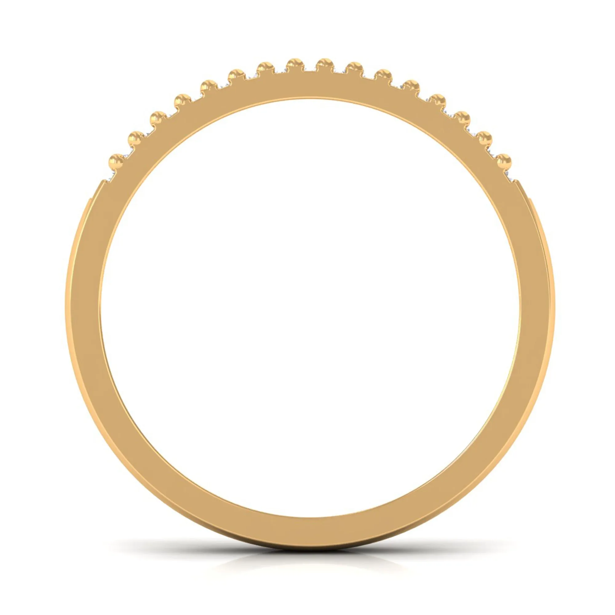 Baguette Cut Zircon Minimal Half Eternity Ring with Gold Beaded